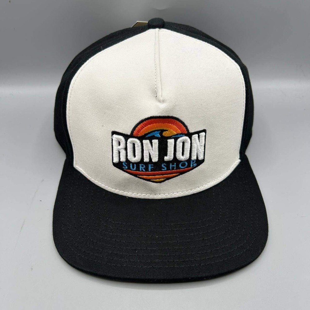 Ron Jon Surf Shop Hat Men White Black Embroidered Snap Back Cap Cotton New